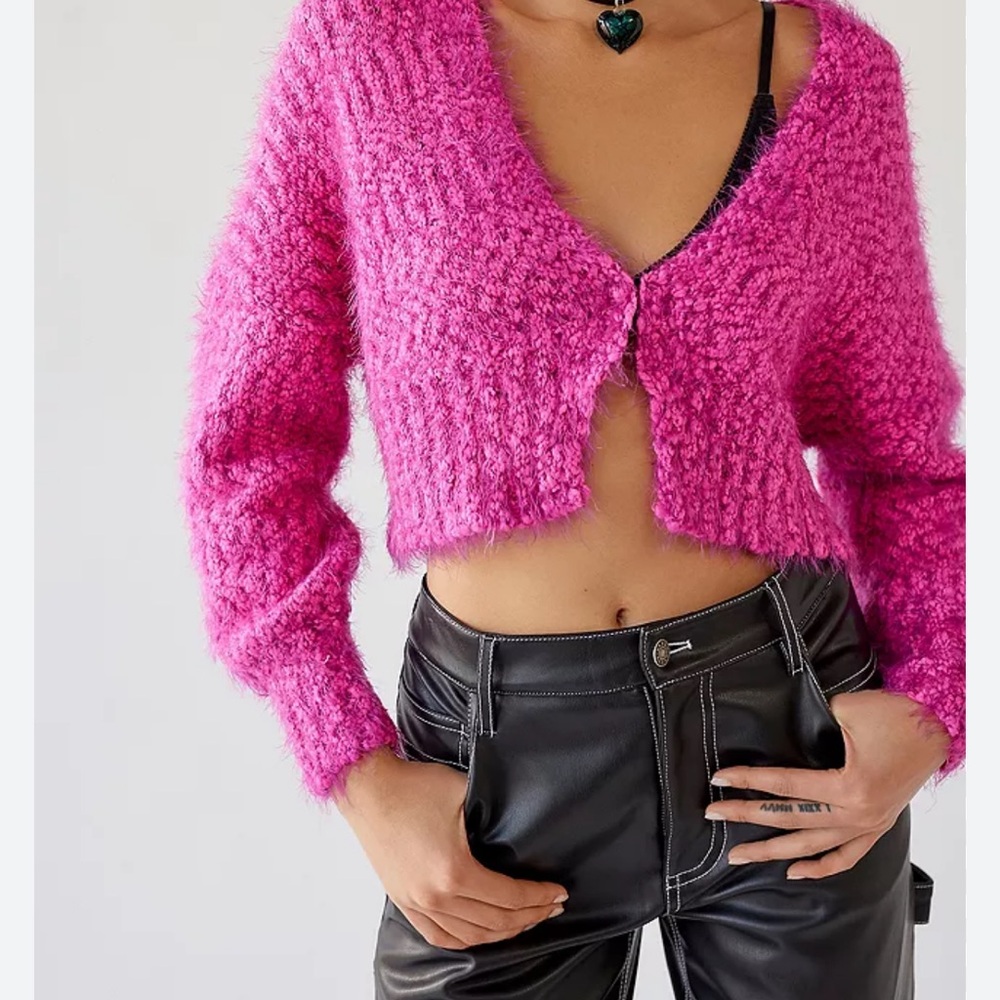 Urban Outfitters Fuzzy Pink Cardigan